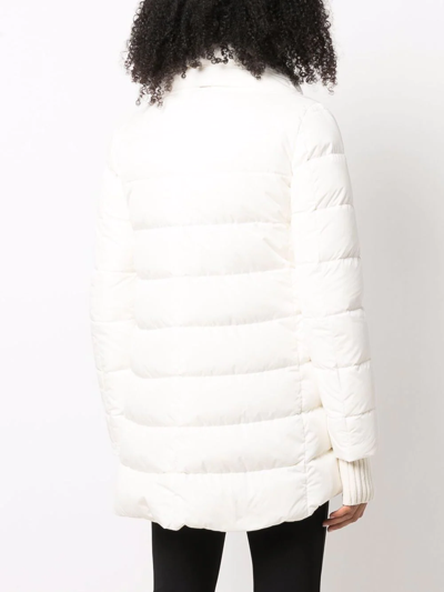 Herno Hooded Feather-down Padded Coat In Weiss