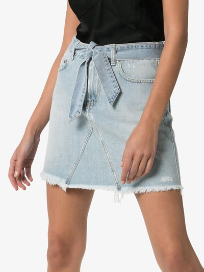 Shop Givenchy Belted Denim Mini Skirt In Blue