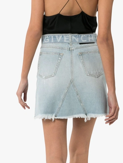 Shop Givenchy Belted Denim Mini Skirt In Blue