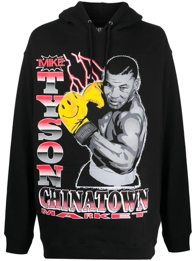 Shop Chinatown Market Tyson Hooded Sweatshirt In Black