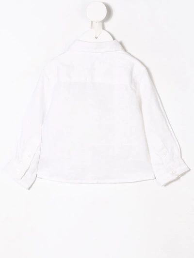 Shop Emporio Armani Embroidered Logo Shirt In White