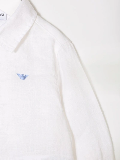Emporio Armani Embroidered Logo Shirt In White