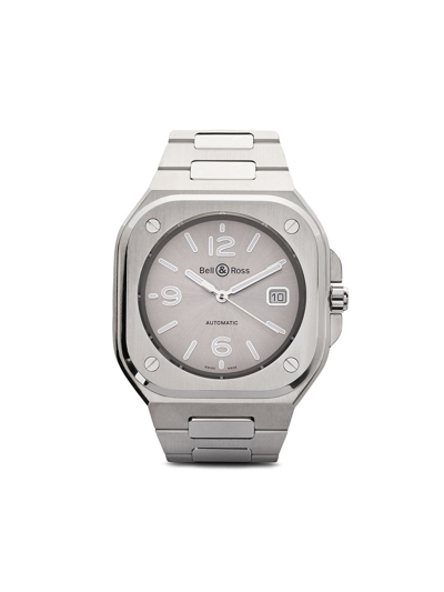 Shop Bell & Ross Br 05 Grey Steel 40mm In Grey And Silver Grey