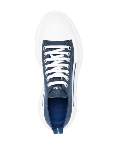 Shop Alexander Mcqueen Tread Slick Denim Sneakers In Blue