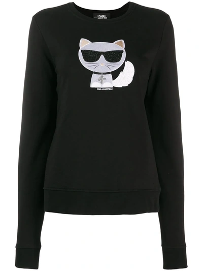 Shop Karl Lagerfeld Ikonik Choupette Sweater In Black