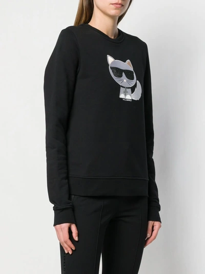 Shop Karl Lagerfeld Ikonik Choupette Sweater In Black