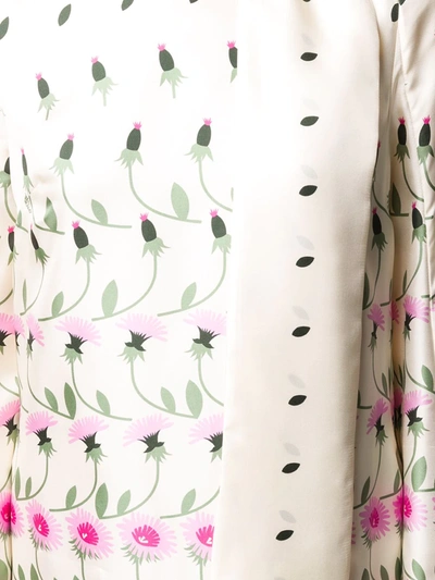 Shop Valentino Tie-neck Floral Print Dress In Neutrals