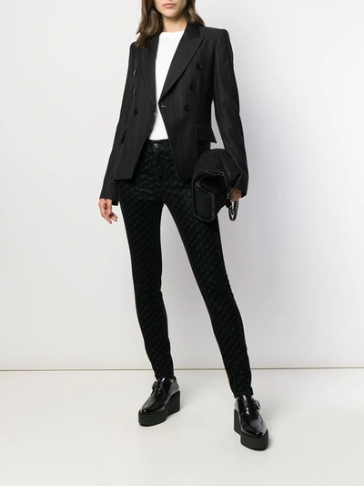 Shop Stella Mccartney Pinstriped Double-breasted Blazer In Black