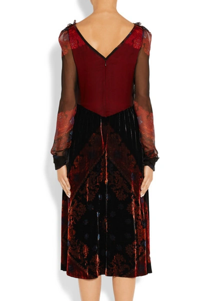 Shop Givenchy Bandana Printed Velvet Dress With Chiffon