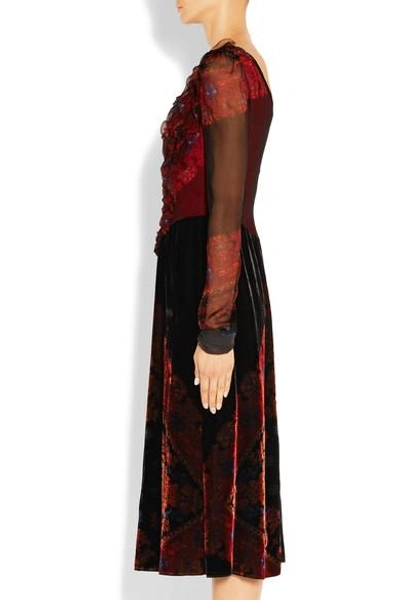 Shop Givenchy Bandana Printed Velvet Dress With Chiffon