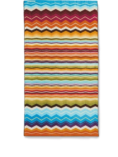 Shop Missoni Hugo Chevron Print Beach Towel In Orange