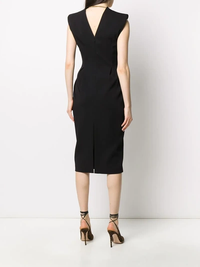 Shop Versace Chain-embellished Square Neck Dress In Black
