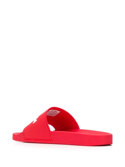 Shop Balenciaga Logo-print Pool Slides In Red