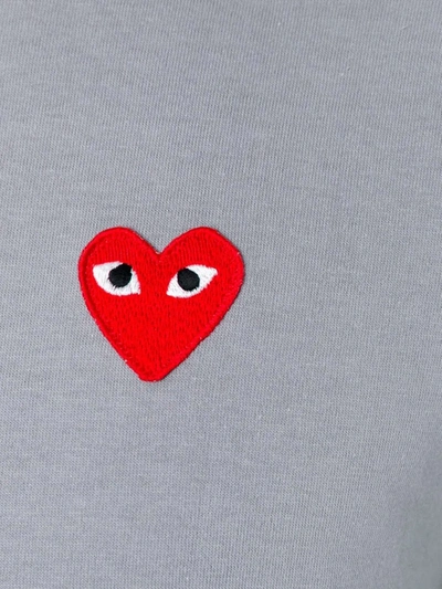 Shop Comme Des Garçons Play Heart Patch T-shirt In Grey