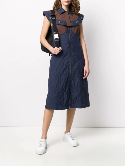 Shop Moncler 2  Genius 1952 Cape Detail Midi Dress In Blue