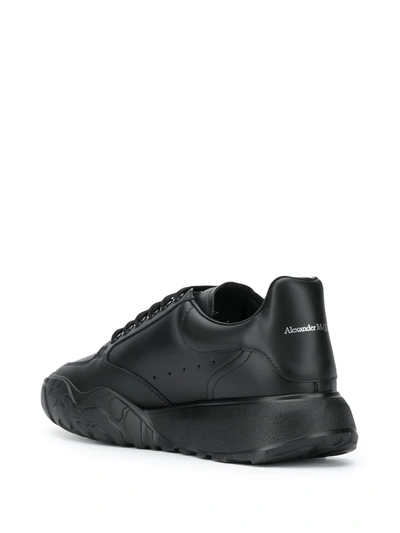 Shop Alexander Mcqueen Court Leather Low-top Sneakers In Black
