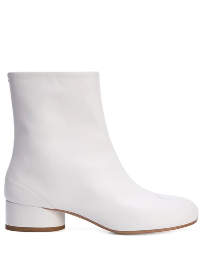 Shop Maison Margiela Tabi 30mm Leather Ankle Boots In White