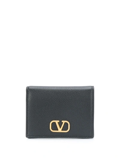 Shop Valentino Vlogo Signature Compact Wallet In Black