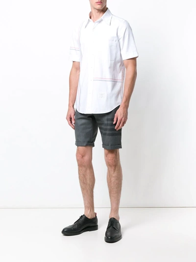 Shop Thom Browne 4-bar Skinny-fit Short In Grey