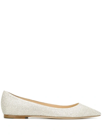 Jimmy Choo Silver Romy Ballerina Flats In Metallic