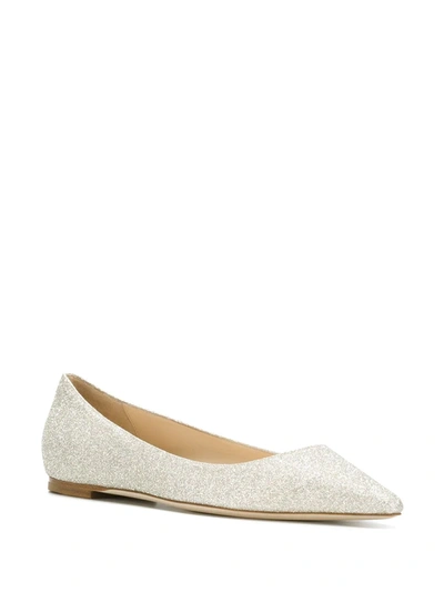 Jimmy Choo Silver Romy Ballerina Flats In Metallic