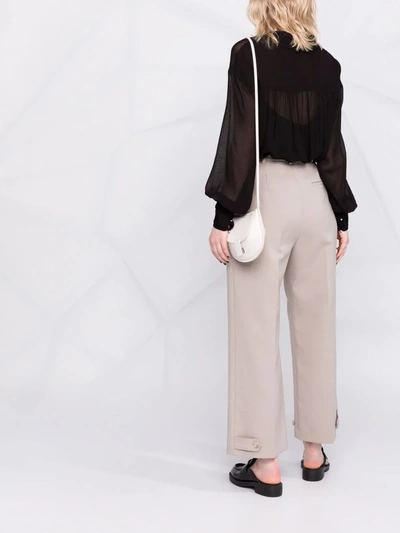 Patrizia Pepe Semi-sheer Puff-sleeve Blouse In Black