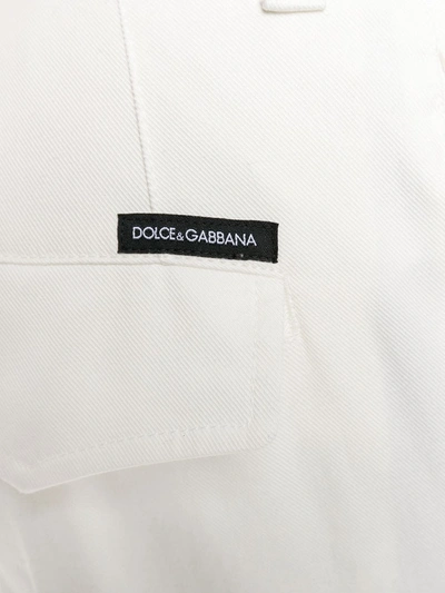 Shop Dolce & Gabbana Contrast Cuff Cargo Trousers In White