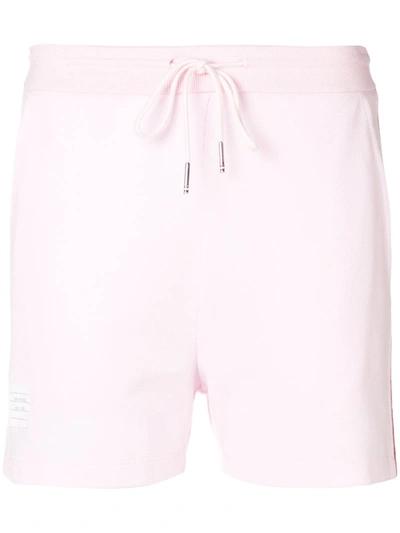 Shop Thom Browne Rwb Stripe Piqué Shorts In Pink