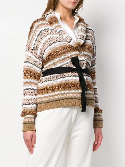 Shop Brunello Cucinelli Chunky Knit Cardi-coat In Neutrals