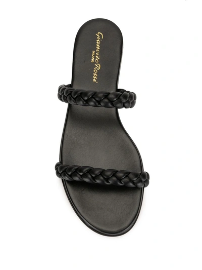 Shop Gianvito Rossi Braided Strap Flat Sandals In Black