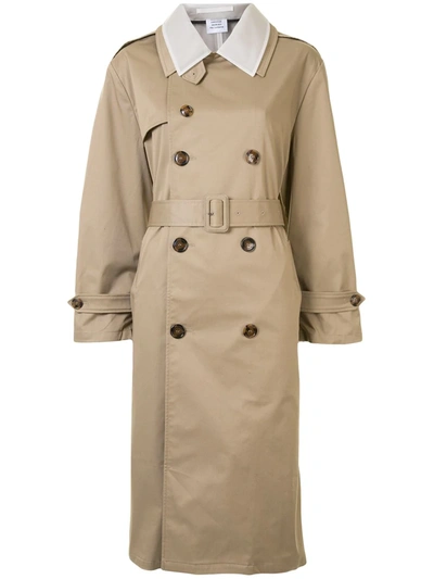 Transparent Back Belted Trench Coat In Neutral