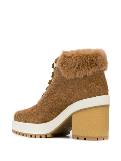 Shop Hogan Faux Fur Ankle Boots In Neutrals