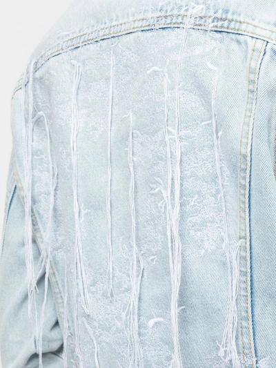 Shop Off-white Embroidered Denim Jacket In Blue