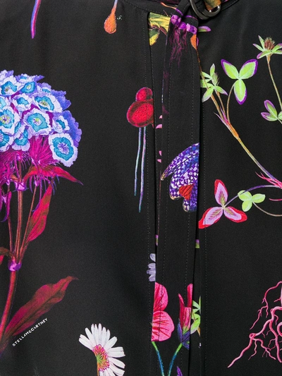 Shop Stella Mccartney Flower Print Silk Blouse In Black