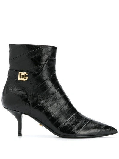 Shop Dolce & Gabbana Cardinale Crossed Logo Ankle Boots In Black