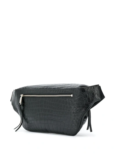 Shop Saint Laurent City Crocodile-embossed Belt Bag In Black
