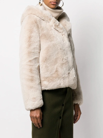 Shop Sandro Hooded Fitted Jacket In Neutrals