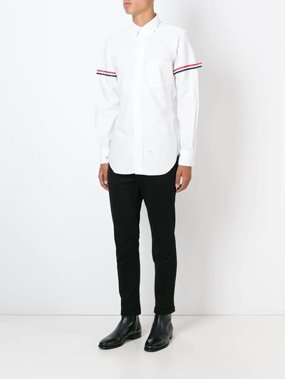 Shop Thom Browne Grosgrain-armband Cotton Shirt In White