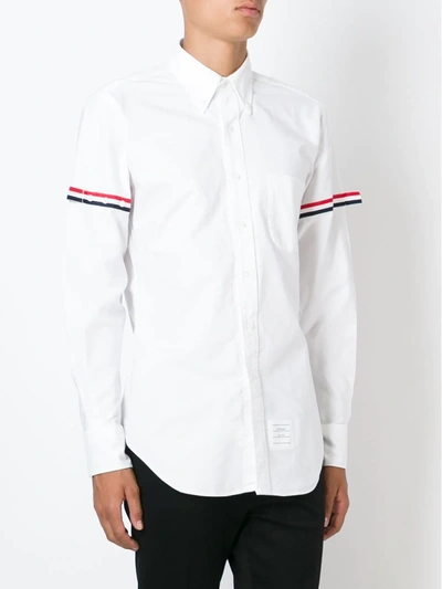 Shop Thom Browne Grosgrain-armband Cotton Shirt In White