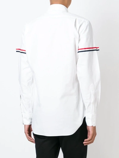 Shop Thom Browne Grosgrain-armband Cotton Shirt In White