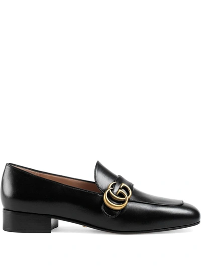 Shop Gucci Double G Loafers In Black