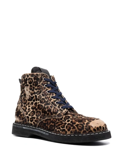Shop Golden Goose Leopard-print Lace-up Boots In Braun