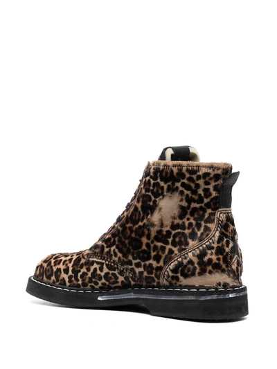 Shop Golden Goose Leopard-print Lace-up Boots In Braun