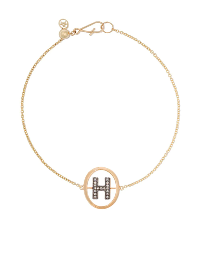 Shop Annoushka 18kt Yellow Gold Diamond Initial H Bracelet In 18ct Yellow Gold