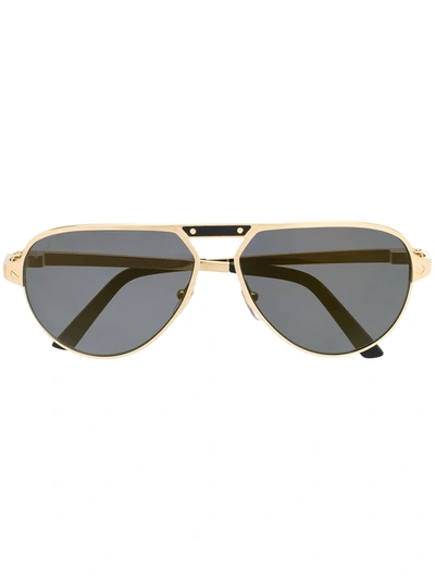 Shop Cartier Santos De  Sunglasses In Gold