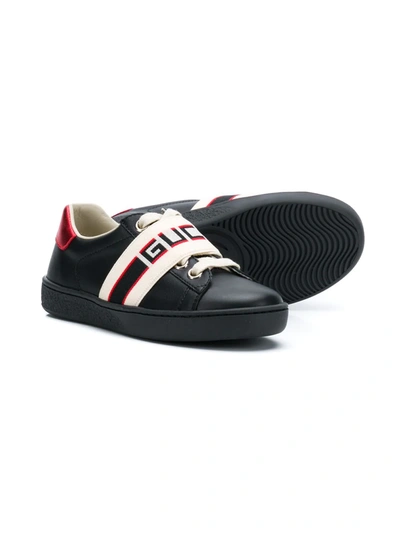 Shop Gucci Logo Sneakers In Black