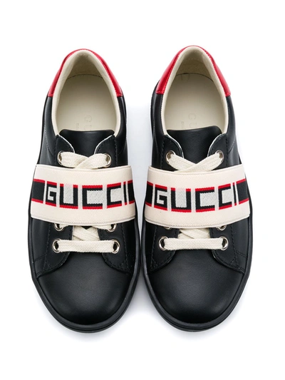 Shop Gucci Logo Sneakers In Black