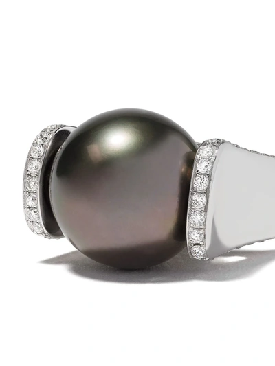 Shop Yoko London 18kt White Gold Twilight Tahitian Pearl And Diamond Ring In 7