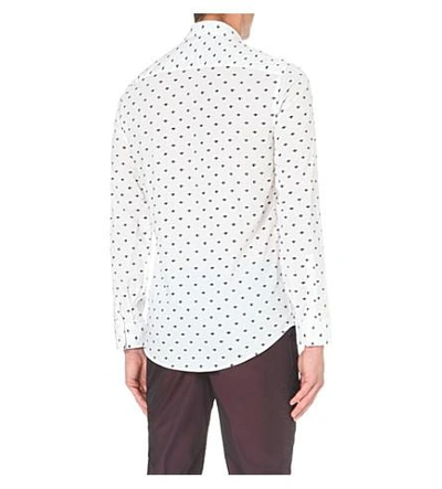 Shop Kenzo Evil Eye Slim-fit Cotton Shirt In White/black