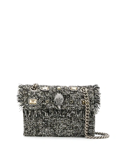 Shop Kurt Geiger Tweed Mini Kensington Crossbody Bag In Grey